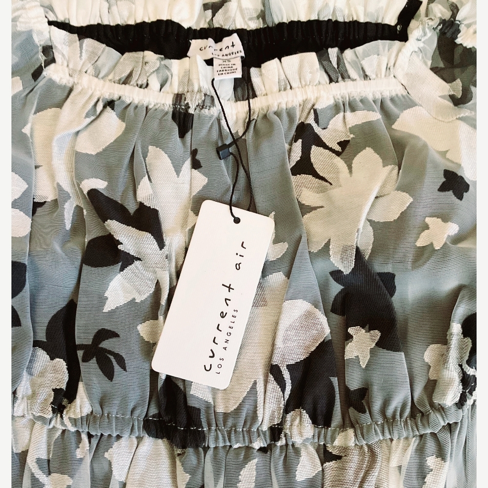CURRENT AIR Anthro White Black Floral Short Dress - Picture 4 of 8
